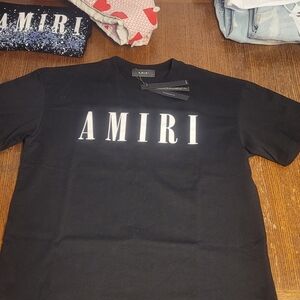 AMIRI Black Tee with Bold White Logo
